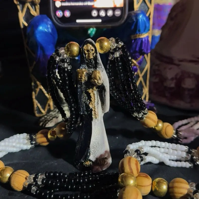 Santamuerte Necklace & Bracelet Set, Curated Conssecrated Santa Muerte Accessories Set - Model 1
