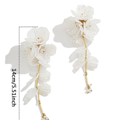 Fashion Flower Design Dangle Earrings, Dangling Earrings, Elegant Long Tassel Drop Earrings for Women, Trendy All-match & Exquisite Jewelry for Birthday Gift, High Quality Earrings