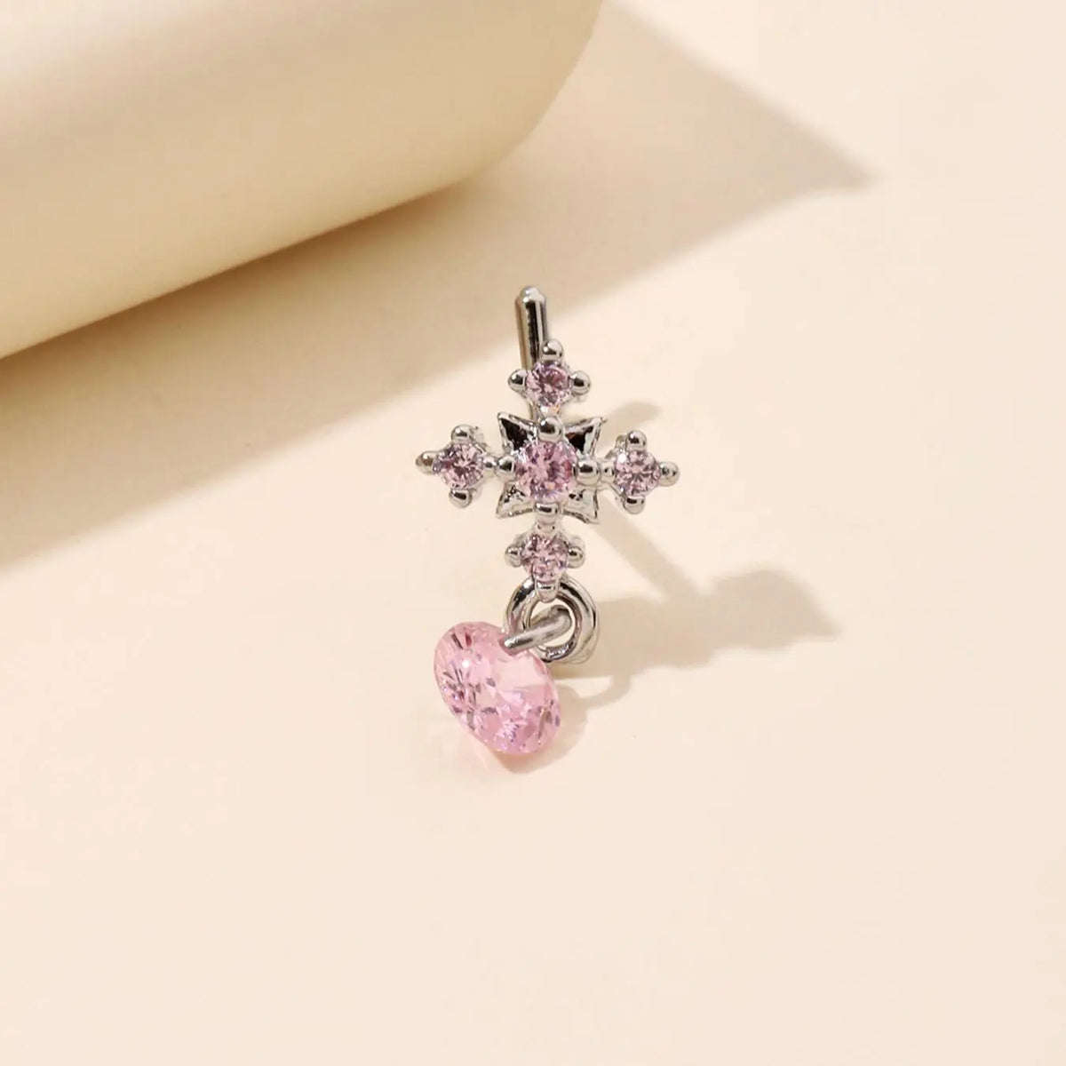 Rhinestone Decor Cross Design Charms Gems Nose Ring, Triple Nose Stud, Elegant L Shaped Nose Piercing Jewelry for Women & Girls, Fashion Jewelry for Party, Daily Clothing Decor, Birthday Gift, Body Jewelry