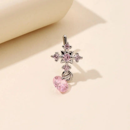 Rhinestone Decor Cross Design Charms Gems Nose Ring, Triple Nose Stud, Elegant L Shaped Nose Piercing Jewelry for Women & Girls, Fashion Jewelry for Party, Daily Clothing Decor, Birthday Gift, Body Jewelry