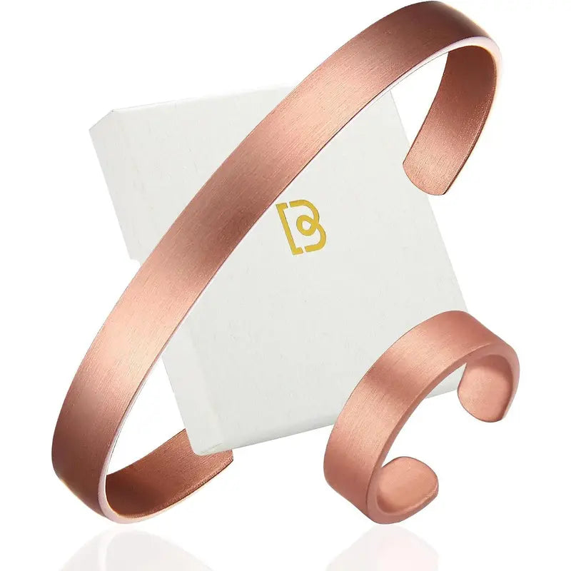 Pure Copper Bracelet & Ring for Women Men, 99.99% Solid  Copper Cuff Bangle, Adjustable   with  Box