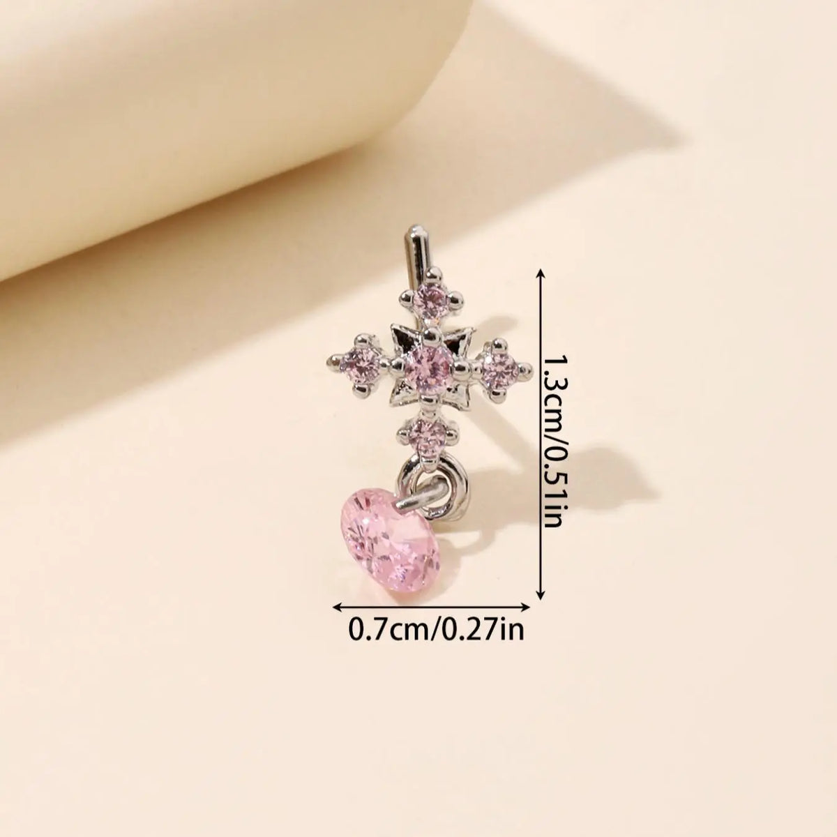 Rhinestone Decor Cross Design Charms Gems Nose Ring, Triple Nose Stud, Elegant L Shaped Nose Piercing Jewelry for Women & Girls, Fashion Jewelry for Party, Daily Clothing Decor, Birthday Gift, Body Jewelry