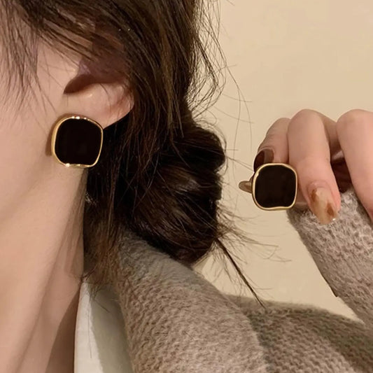 Vintage Square Shaped Stud Earrings, High Quality Statement Earrings, Fashionable Jewelry for Women, Trendy All-match Exquisite Birthday Gift, Casual Daily Wear Jewelry, Chic Gorgeous Jewelry, Ear Accessories, Studs Earrings