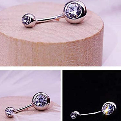 Rhinestone Decorated Navel Ring, Belly Button Rings, Navel Piercing Jewelry, Stainless Steel Body Jewelry, Body Jewellery for Women & Men, Daily Clothing Decor
