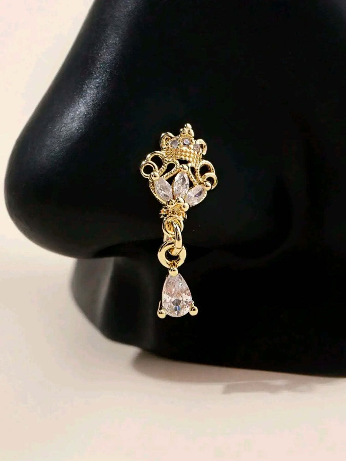Bohemian Sexy Style Fake Nose Ring, Silver Color Cubic Zirconia, No Piercing Required, Fashion Hip Hop Accessory, Body Jewellery