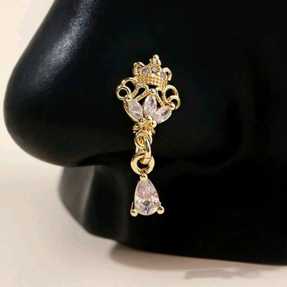 Bohemian Sexy Style Fake Nose Ring, Silver Color Cubic Zirconia, No Piercing Required, Fashion Hip Hop Accessory, Body Jewellery