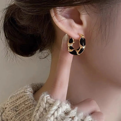 Women's Elegant Geometric Hoop Earrings Set, Drop Oil Design, All-season Fashion Jewelry for Daily Wear & Gifts, High Quality Earrings, Classic Style Earrings, Hoop Earring Sets