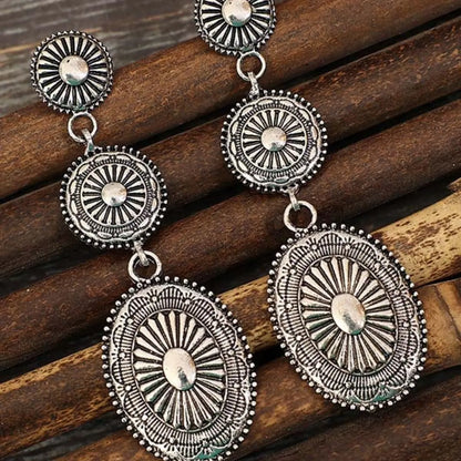 Vintage Bohemian Western Style Earrings, Metal Alloy Geometric Patchwork Design, Unique Dangle Earrings for Women, All Season Earrings, Drop Earrings, Earrings Dangling, High Quality Earrings, Trendy Jewelry