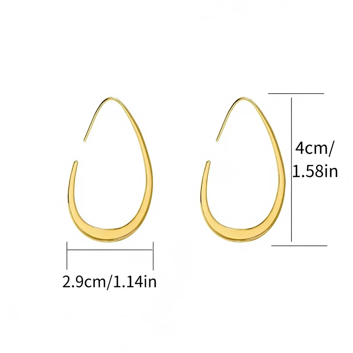 Hypoallergenic Gold Teardrop Hoop Earrings for Women ，Gold Plated Stainless Steel Large Oval Hoops, Tarnish Resistant, Comfortable Lightweight Earrings for Sensitive Ears, Ideal for Daily Wear & Gifting, High Quality Earrings, Stylish Jewelry