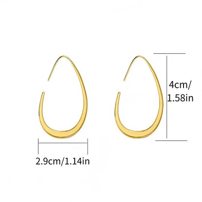 Hypoallergenic Gold Teardrop Hoop Earrings for Women ，Gold Plated Stainless Steel Large Oval Hoops, Tarnish Resistant, Comfortable Lightweight Earrings for Sensitive Ears, Ideal for Daily Wear & Gifting, High Quality Earrings, Stylish Jewelry