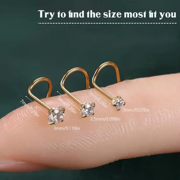 6pcs Sets Nose Ring Stud 20g 2-3mm Round Nose Stud Piercing Jewelry S Shaped Screw