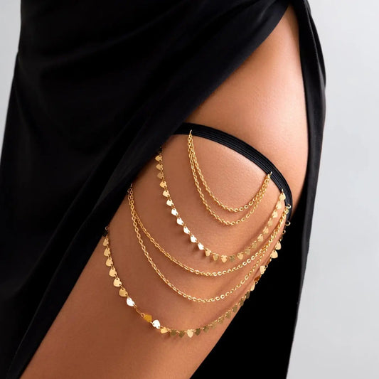 Women's Layered Chain Thigh Chain, Fashion Body Jewelry for Party, Trendy Jewelry for Birthday Gift