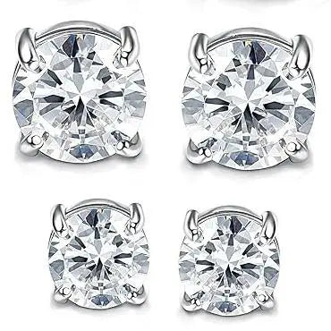 Unisex Stainless Steel Magnetic Stud Earrings Set, 6MM 8MM CZ Non‑Piercing Fake Piercing Earrings, Reusable No Pierced Jewelry for Adult Men Women, Summer Style Daily Wear Accessories`