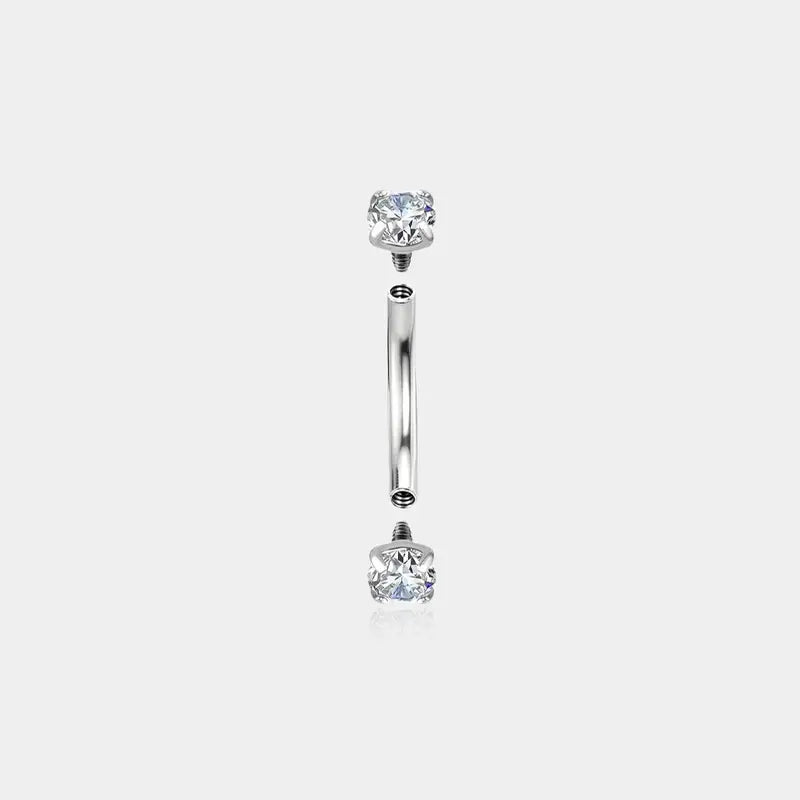 Oufer 2PCS Dainty CZ Internally Threaded Eyebrow Rook Piercing Stud Set in 316L Stainless Steel Hypoallergenic & Durable for Daily Wear