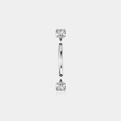 Oufer 2PCS Dainty CZ Internally Threaded Eyebrow Rook Piercing Stud Set in 316L Stainless Steel Hypoallergenic & Durable for Daily Wear