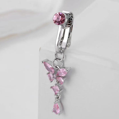 Fashion Faux Belly Ring, Cute Butterfly & Heart Design Fake Belly Button Piercing Clip on Belly Button Rings, Body Piercings, Body Jewelry for Women, Body Jewelry Accessory
