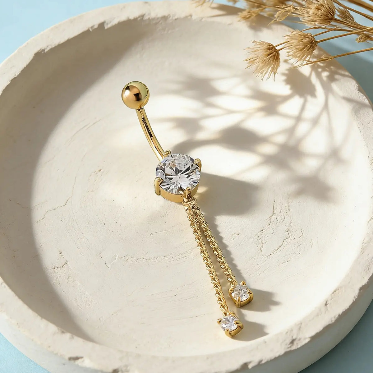 Women's Geometric Rhinestone Belly Ring, Belly Button Rings, Copper Chain Material, All-Season Wear, Plain Design, Casual Style Jewelry Accessory, Wearable Jewelry, Belly Button Jewelry