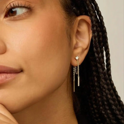 Drop Dangle Chain Earrings for Women Chain Dangles Dangling Chain Studs Cubic Zirconia Ball Cz Earrings Threader Earscapes Earrings Versatile Earrings High Quality Earrings Fashion Jewelry Gift Fashionable Jewelry