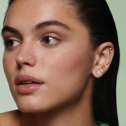 1 Set 16G 18G Flat Back Stud Earrings for Women Men Hypoallergenic Stainless Steel Internal Thread Stud Piercing Jewelry for Tragus Helix Cartilage Conch Nose Lip Labret Medusa Piercings