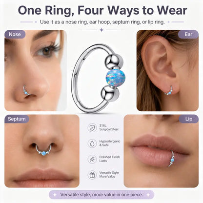 Sicbumi 5Pcs 18G Hinged Huggie Hoop Jewelry - Hypoallergenic 316L Surgical Steel Opal Silver Cartilage Earrings for Women - Fit Helix, Tragus, Earlobe Piercings