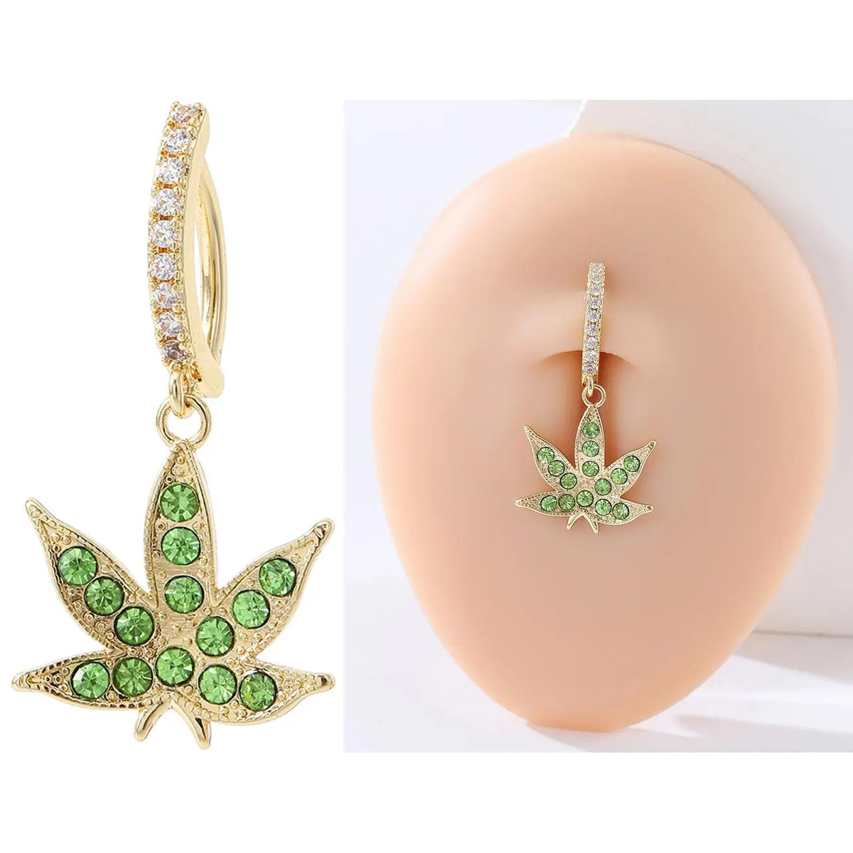 2024 New Stylish Leaf Rhinestone Belly Button Rings, Women Belly Piercing, Simple Personalized Body Jewelry, Body Jewellery, Classic Belly Button Piercing, Navel Piercing Jewelry, Fashion Accessories for Daily Wear