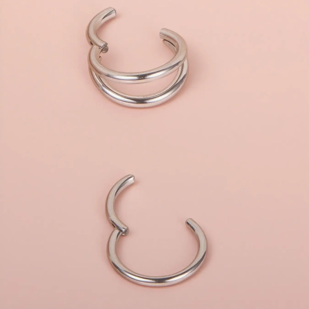 Nose Ring, Body Piercing Jewelry, Nose Rings Hoops, Cartilage Hoop Earring, Helix Hoops, Tragus Hoop Earring, Lip Ring, Septum Ring, Double Hoop, Nose Hoop, Hypoallergenic, Nose Piercing Clicker, Hinged Nose Ring Hoop, 6mm 8mm, 316L St, Jewelry