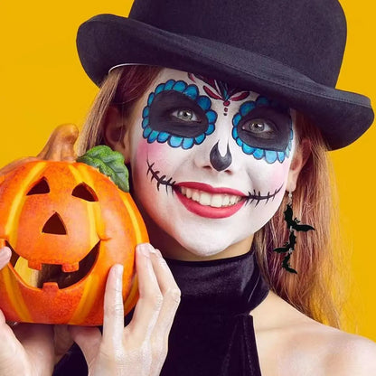 Acrylic Material Halloween Dangling Earrings Black Skull Bat Drop Dangle Style Earrings for Women Fun Cute Spooky Theme Halloween Holiday Costume Jewelry Dangly Earrings
