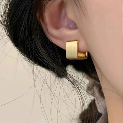 Women's Elegant Geometric Square Hoop Earrings, Lightweight Earring, Fashionable Daily Commute Jewelry, Simple Design, All Season Wear, Dainty Fashion Jewelry, Elegant Minimalist Earrings, Earrings Hoops