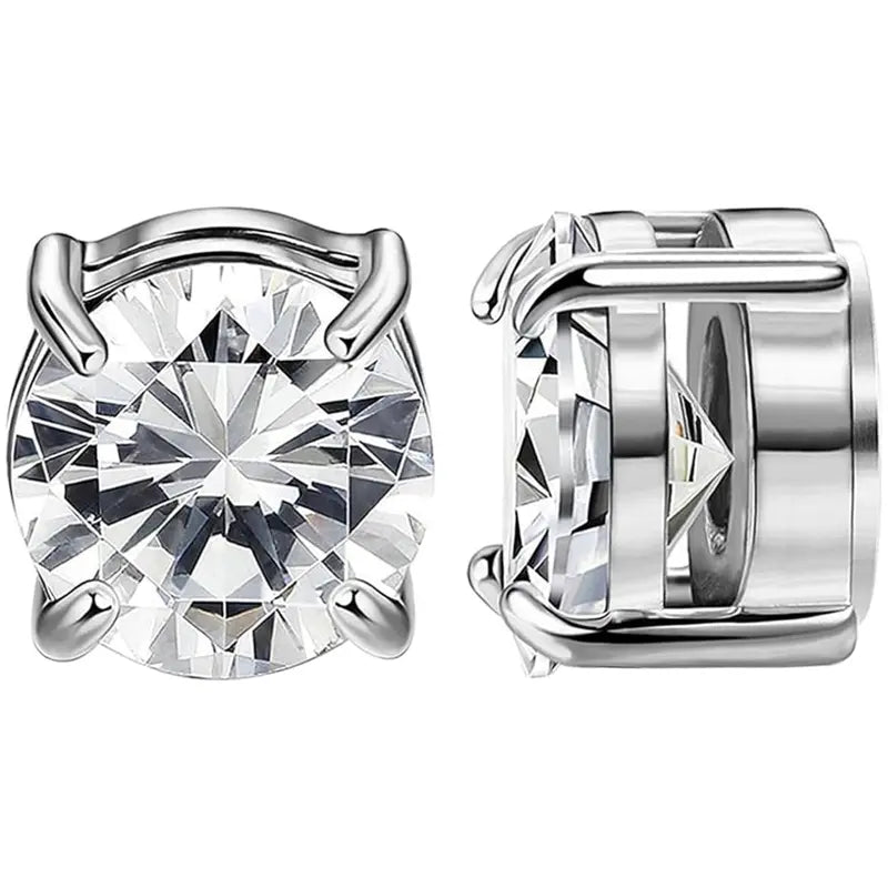Unisex Stainless Steel Magnetic Stud Earrings Set, 6MM 8MM CZ Non‑Piercing Fake Piercing Earrings, Reusable No Pierced Jewelry for Adult Men Women, Summer Style Daily Wear Accessories`