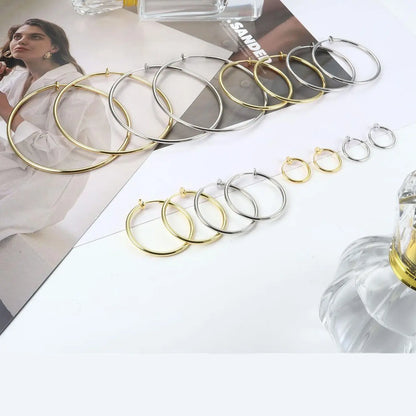 8 Pairs Clip-on Hoop Earrings, Casual Earrings Set, Stainless Steel Clip-on Earrings for Women, Fake Hoops for Non-pierced Ears, Spring Design Trendy Jewelry, Fashionable Jewelry Accessories, Non Piercing Earrings