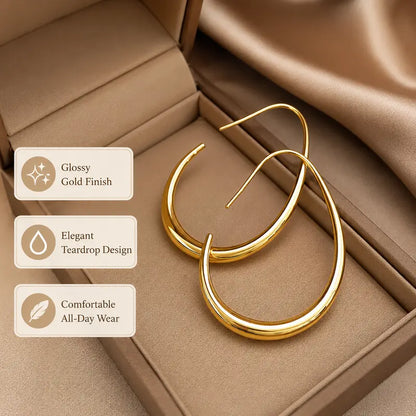 Minimalist Teardrop Hoop Earrings for Women, Gold/Silver Plated Copper Earrings, Open Hoop Earrings for Daily Wear