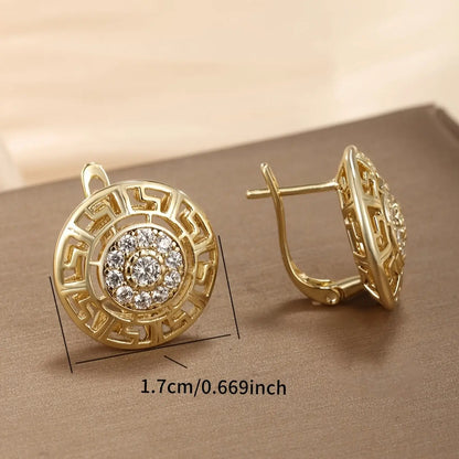 Elegant Vintage Round Zirconia Earrings, Versatile Earrings, Casual Style, Perfect for Holidays & Parties, All Seasons Wear, Casual Trendy Jewelry, Circle Shape Earrings