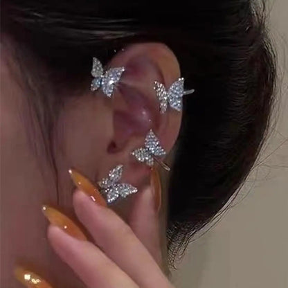 Rhinestones Butterfly Design Ear Wrap, Elegant Ear Jewelry for Women & Girls, Trendy All-match & Exquisite Jewelry for Birthday Gift, Ear Cuffs, Earring