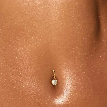 Hypoallergenic Clicker Belly Button Ring, 14G Heart Dangle Belly Navel Ring for Women, Surgical Steel Navel Belly Button Piercing Jewelry, Cute Belly Button Rings