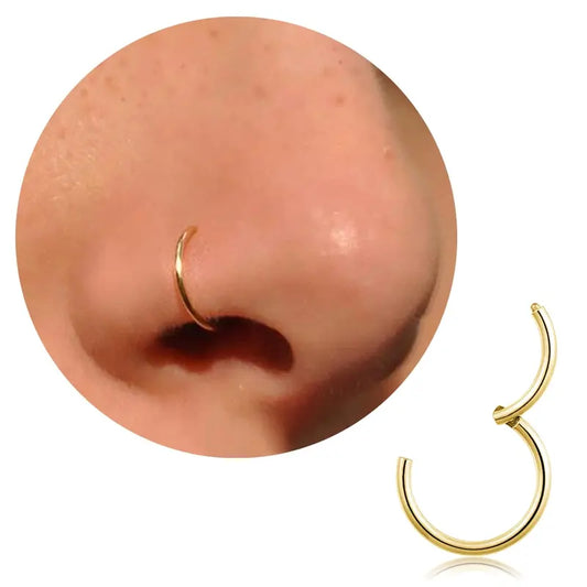 Titanium Nose Ring Hoop 20G, Cartilage Hoop Earrings for Women Men Silver Gold Nose Ring Septum Ring Tragus Conch Helix Daith Lip Piercing Jewelry`