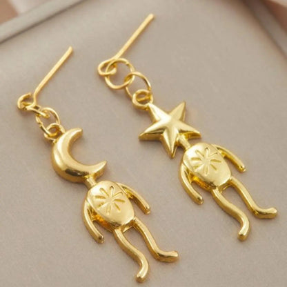 Vintage Star Moon Earrings, Good Earrings, Simple Creative Women's Party Vacation Metal Earrings, Jewelry Accessories, Retro Design Ear Studs Valentine's Day, Anniversary Gift Daily Vacation Gift