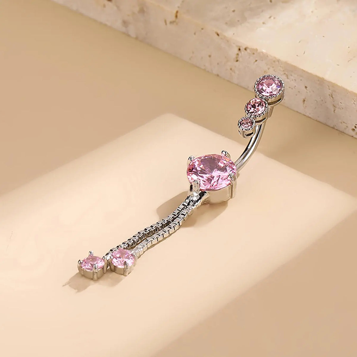 Women's Geometric Rhinestone Belly Ring, Belly Button Rings, Copper Chain Material, All-Season Wear, Plain Design, Casual Style Jewelry Accessory, Wearable Jewelry, Belly Button Jewelry