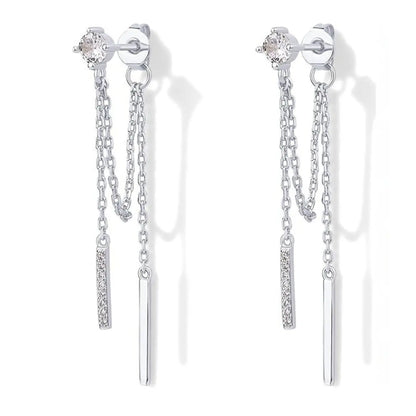 Drop Dangle Chain Earrings for Women Chain Dangles Dangling Chain Studs Cubic Zirconia Ball Cz Earrings Threader Earscapes Earrings Versatile Earrings High Quality Earrings Fashion Jewelry Gift Fashionable Jewelry