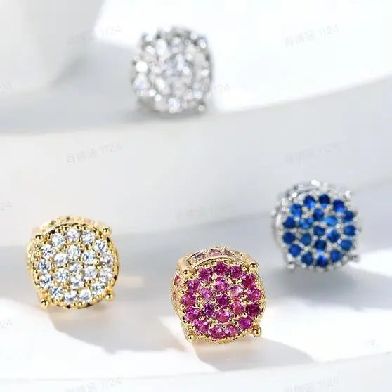 Round Artificial Zircon Decor Stud Earrings, 1/4 Pairs Earrings, Fashion Jewelry, Trendy All-match & Exquisite Jewelry