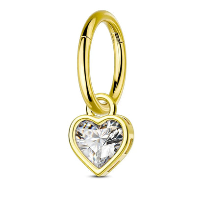 Hypoallergenic Clicker Belly Button Ring, 14G Heart Dangle Belly Navel Ring for Women, Surgical Steel Navel Belly Button Piercing Jewelry, Cute Belly Button Rings