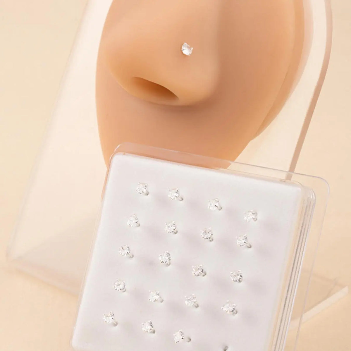 Unisex 20-Piece Copper Zirconia Nose Stud Set, Fashionable Nose Piercing Jewelry, Trendy Body Piercing Accessories, Chic Body Jewelry
