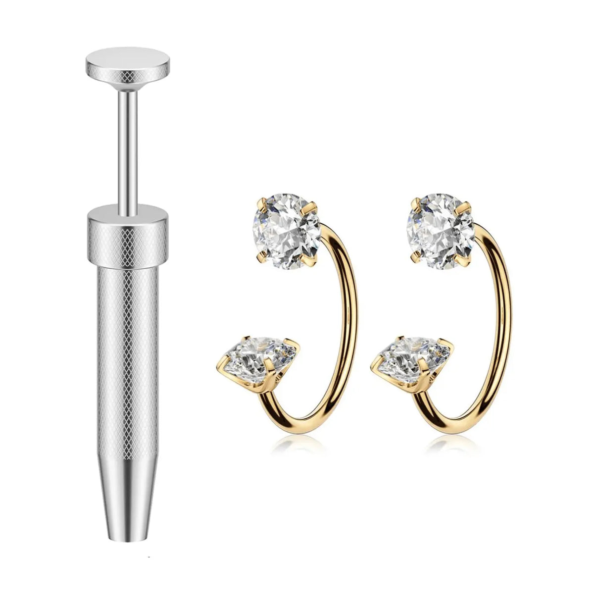 2pcs Horse Shoe Nose Rings/Studs 16G Internal Threaded Stainless Steel Alloy CZ Nose Rings, Body Piercing Jewelry, Includes Piercing Tool, Suitable For Lip, Eyebrow, Ear Cartilage, Earlobe, Nose Piercing