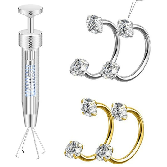 2pcs Horse Shoe Nose Rings/Studs 16G Internal Threaded Stainless Steel Alloy CZ Nose Rings, Body Piercing Jewelry, Includes Piercing Tool, Suitable For Lip, Eyebrow, Ear Cartilage, Earlobe, Nose Piercing