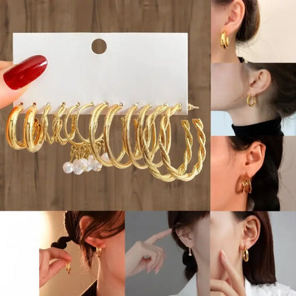 57 Pcs Gold Jewelry Set for Women,12 Pair Hoop Earrings，18 Pair Round Stud Earrings,21 Pcs Stackable Knuckle Rings,6 Pcs MultiLayer Pendant Necklaces，Fashion Accessories for women Gifts