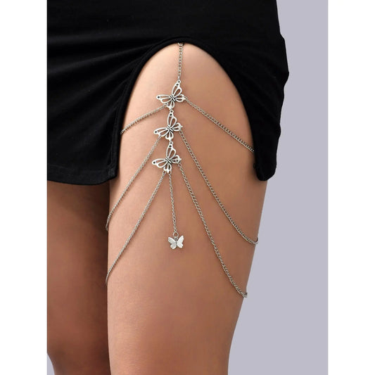 Elegant Butterfly Decor Layered Thigh Chain for Women & Girls Back To School, Thick Thigh Outfits, Summer Fashion Trendy All-match & Exquisite Vintage Jewelry for Gift for Party, Daily Decor