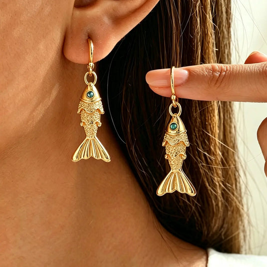 Vintage Fish Earrings for Women, Unique Daily Commute Jewelry, Versatile Design for All Occasions, Fashionable Ear Rings, Ear Accessories