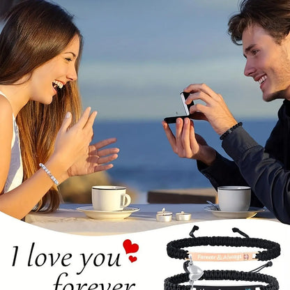 4-piece couple's bracelet and necklace set, Couples jewelry set, couple's jewellery set includes a rose gift box, perfect gift for him/her, Valentine's Day, Christmas, anniversary gift