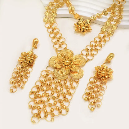 Women's Matching Jewelry Set Necklace Bracelet Earring Vintage Retro Design, Elegant Jewelry Gift for Women & Girls, Perfect for Daily Wear