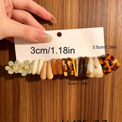 37 Pairs Fashionable Maillard Color Exaggerated Artistic Earrings, Unique Acrylic Resin C-Shaped Dangle Earring Set, Stylish Jewelry Collection