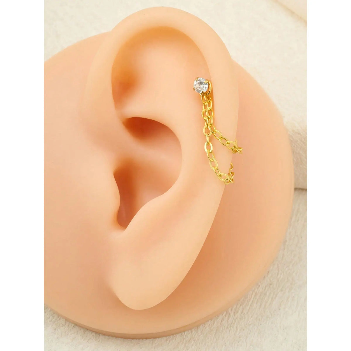 Unisex Stainless Steel Cz Heart Chain Earrings, 20g Push-Back Studs, Fashionable Jewelry Gift for Birthdays & Special Occasions, Chain Style, Trendy Fashionable Accessories, Zircon Stud Earrings, Cubic Zirconia